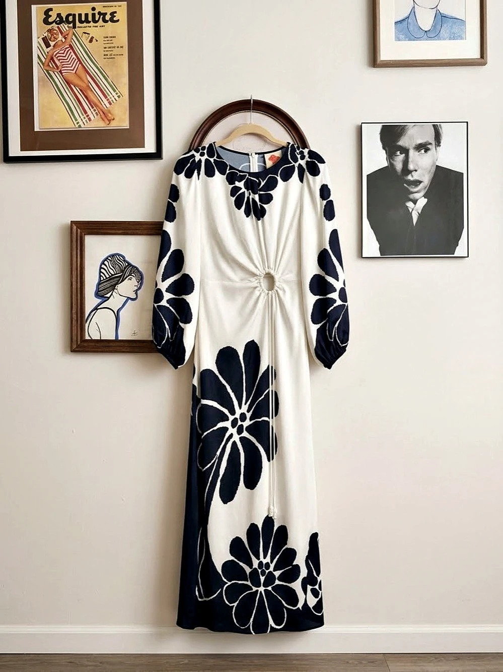 FARM Rio Palermo Black Cut Out Long Sleeve Maxi Dress Size Large